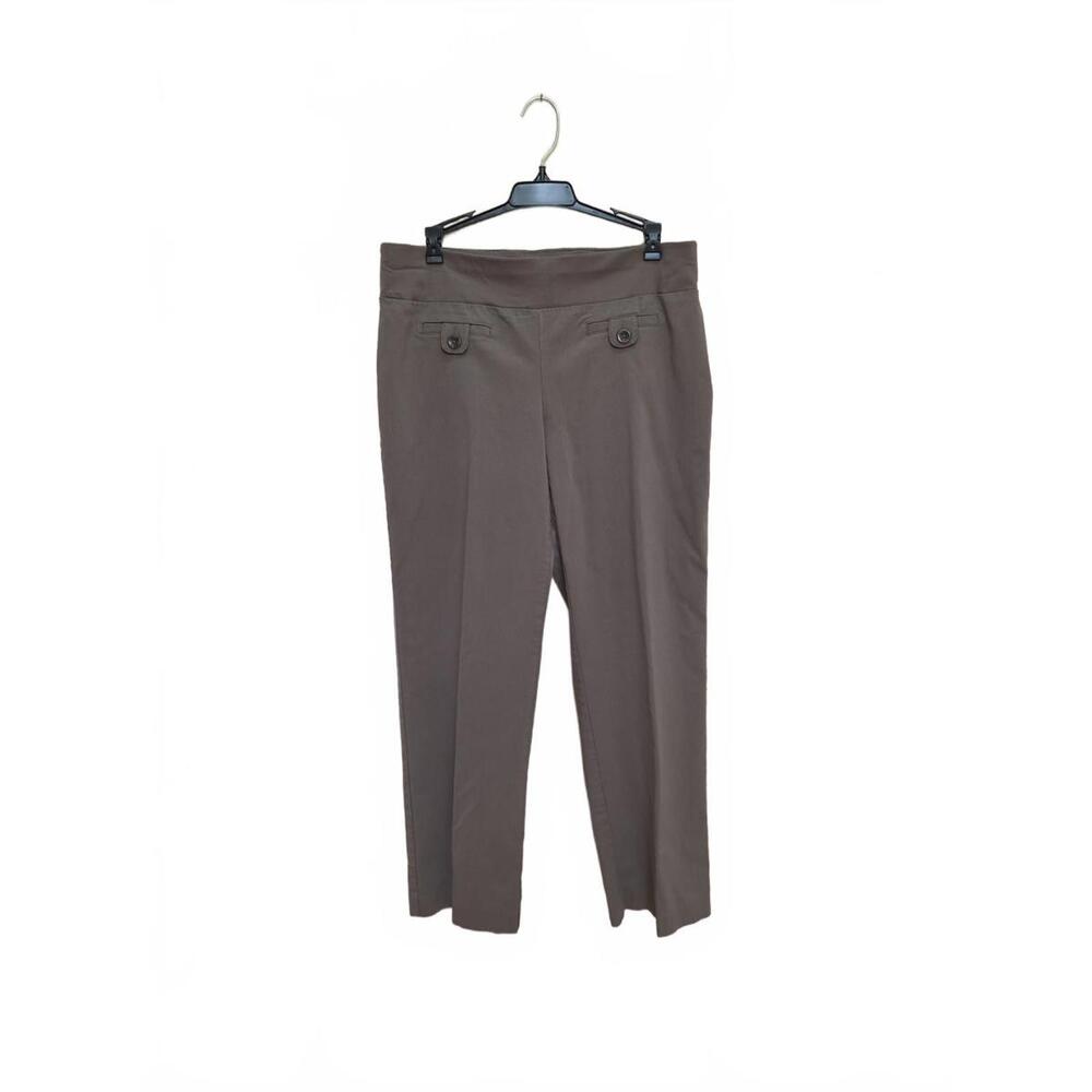 Mushroom Brown Pants with Faux Buttoned Front Pocket Detail, L Short